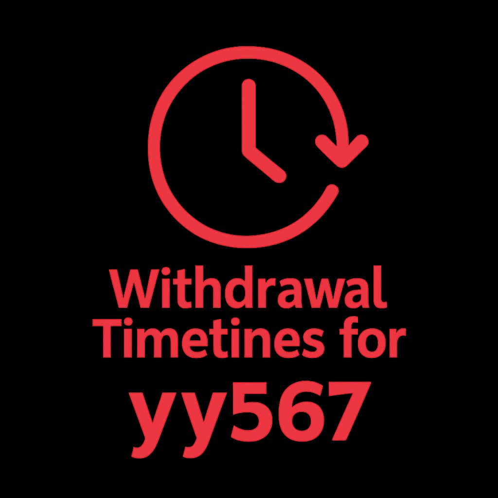 A simple badge showcasing withdrawal timelines for yy567.