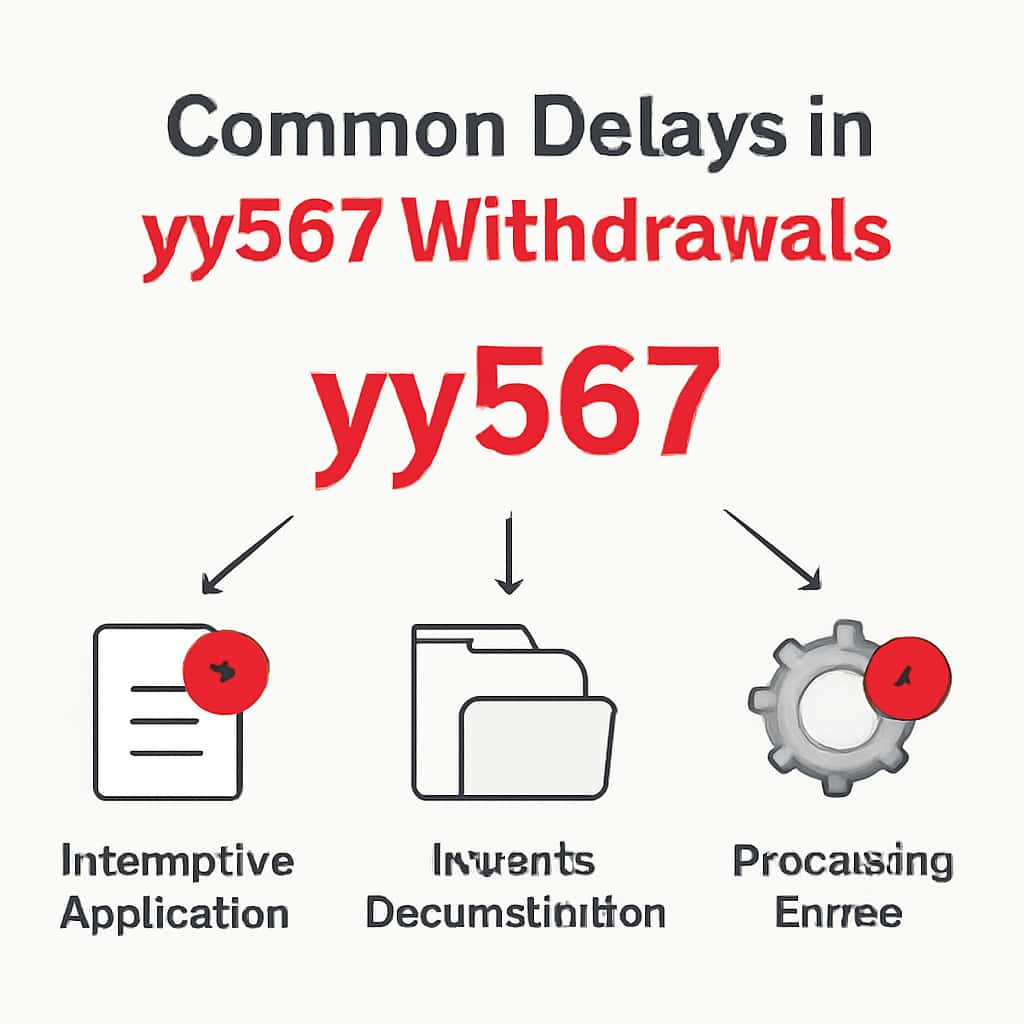 An educational diagram illustrating common delays in yy567 withdrawals.